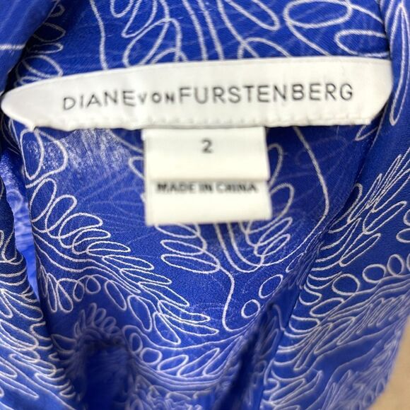 Diane von furstenberg lorelei 100% silk long sleeve button up abstract sheer 2 - Picture 6 of 7